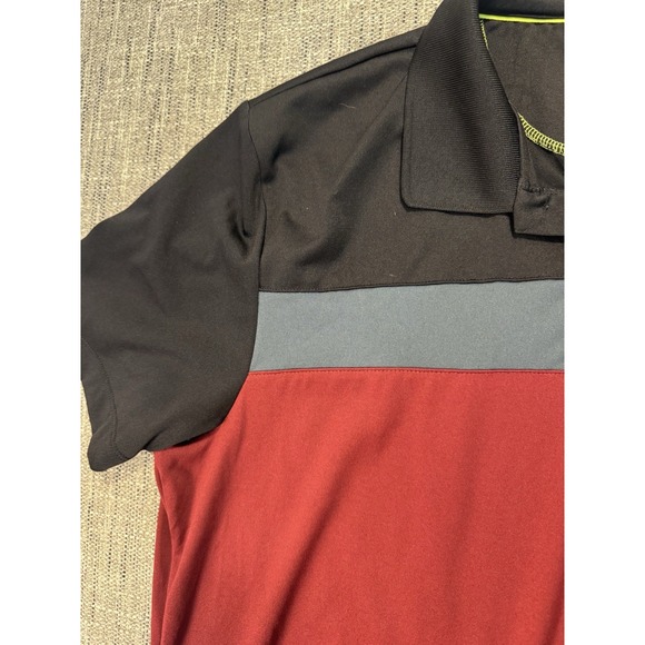 Vintage Alfani Mens Size XL Red Ribbed Polo‎ Shirt Button-Up Short Sleeve Cotton - Picture 4 of 12